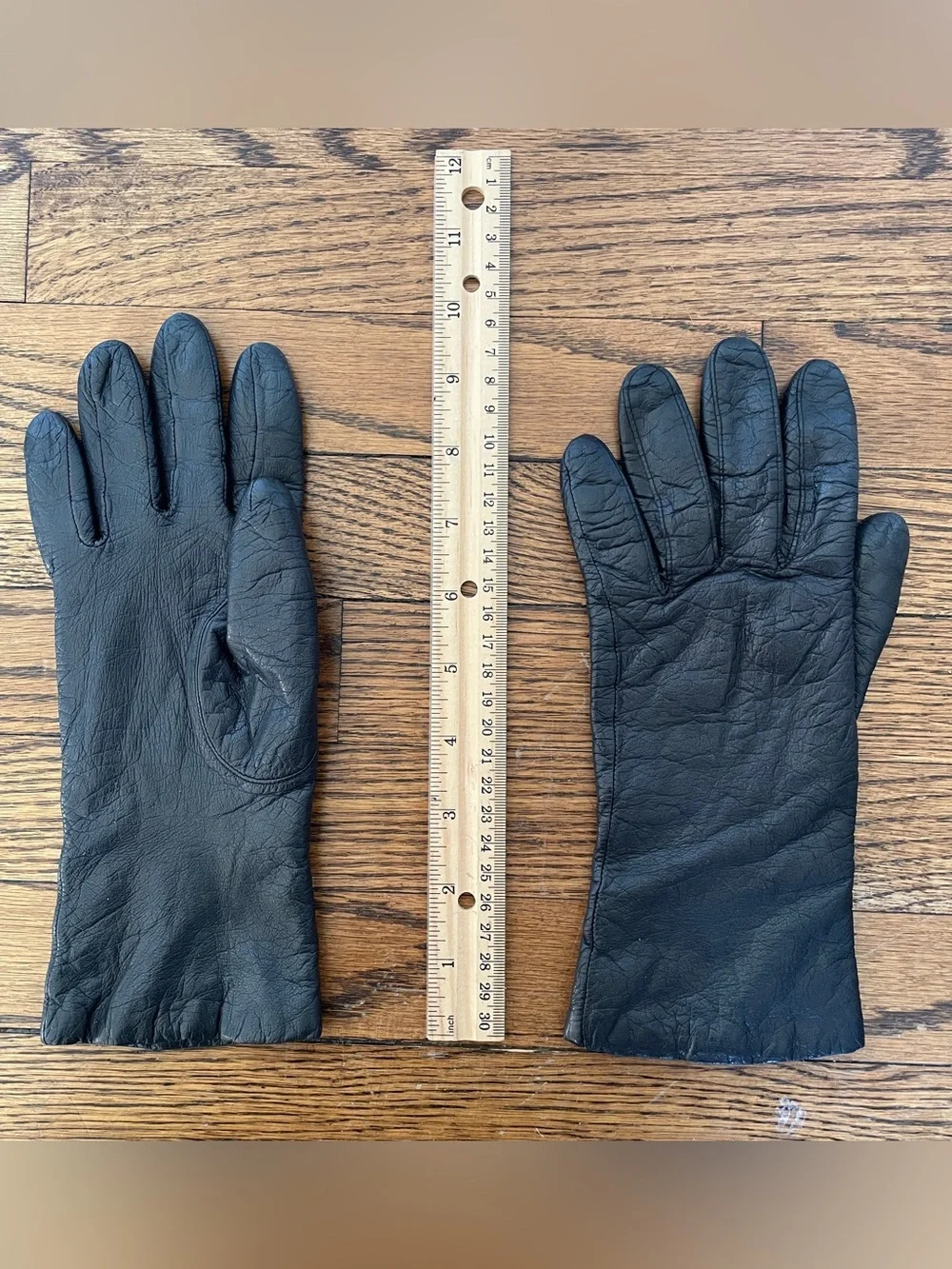 Aris Vintage leather gloves black cashmere lined genuine retro warm winter work